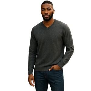 Club Room by Charter Club Men's 100% Wool V-Neck Sweater Heather Gray Size L